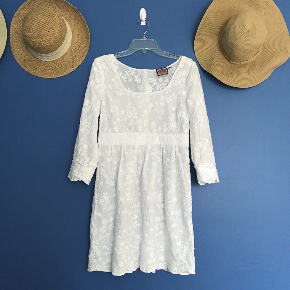 Y2K Juicy Couture Eyelet Dress, white, sz 6